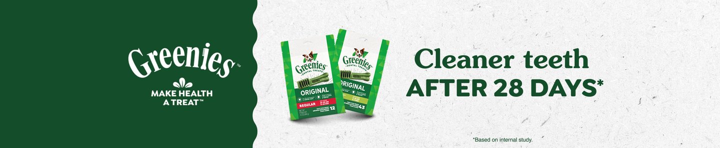 Greenies Make Health a Treat. Cleaner teeth after 28 days* *Based on internal study.