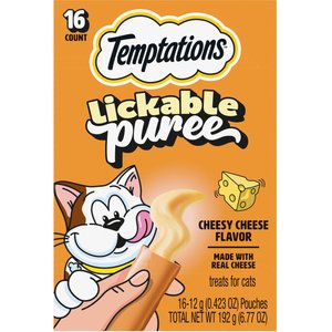 Temptations Creamy Puree with Cheese Topper Lickable Cat Treats, 0.425-oz pouch, 16 count