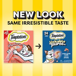 Temptations Creamy Puree with Salmon Lickable Cat Treats, 0.425-oz pouch, 24 count slide 2 of 9