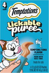 Temptations Creamy Puree with Tuna Lickable Cat Treats, 0.425-oz pouch