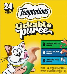 Temptations Creamy Puree Mix-Ups Variety Pack Lickable Cat Treats, 0.42-oz tube, pack of 24