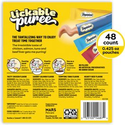 Temptations Creamy Puree Variety Pack Lickable Cat Treats, 0.425-oz pouch, pack of 48 slide 2 of 9