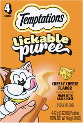Temptations Creamy Puree with Cheese Topper Lickable Cat Treats, 0.425-oz pouch, 4 count