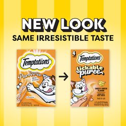 Temptations Creamy Puree with Cheese Topper Lickable Cat Treats, 0.425-oz pouch, 4 count slide 2 of 9