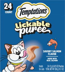 Temptations Creamy Puree with Salmon Lickable Cat Treats, 0.425-oz pouch, 24 count