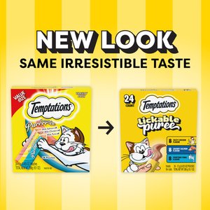 Temptations Creamy Puree Salmon, Chicken & Tuna Variety Pack Lickable Cat Treats, 0.42-oz pouch, 24 count