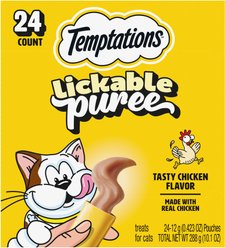 Temptations Creamy Puree with Chicken Lickable Cat Treats, 0.425-oz pouch, 24 count