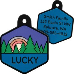 GoTags Hexagon Shaped Silent Silicone Personalized Dog & Cat ID Tag, Forest Lavender, Hexagon