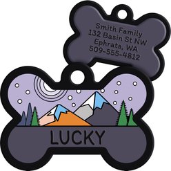 GoTags Bone Shaped Silent Silicone Personalized Dog & Cat ID Tag, Mountain Lavender, Bone