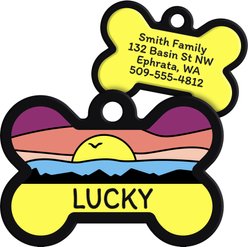 GoTags Bone Shaped Silent Silicone Personalized Dog & Cat ID Tag, Beach Pink, Bone