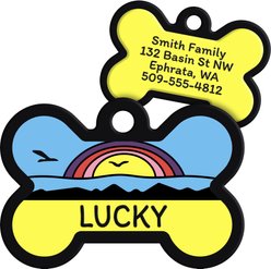 GoTags Bone Shaped Silent Silicone Personalized Dog & Cat ID Tag, Beach Azure, Bone
