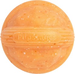 Pupstages Flex-Force Honey-Peach Scent Ball Fetch & Chew Floating Dog Toy, Orange, Medium: 3.6-in