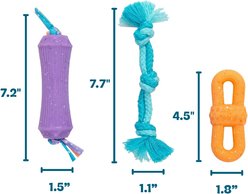 Pupstages Flex-Force Multi-Texture Gentle on Teeth Durable Chew Dog Toys, Multicolor, Small: 7.7-in, 3 count slide 2 of 6