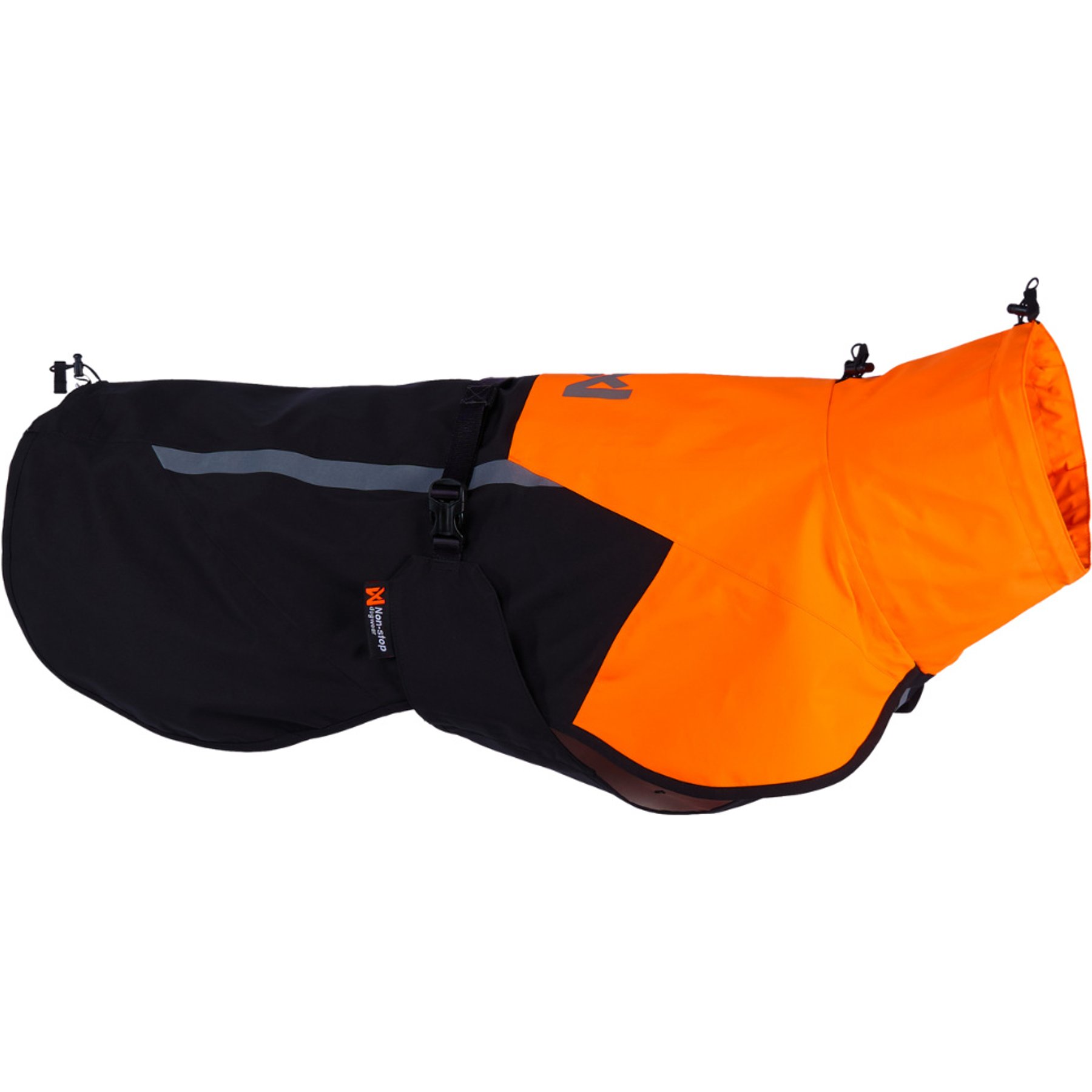 Non-stop Dogwear Fjord 2.0 Dog Raincoat, Black/Orange, 36