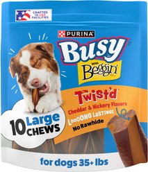 Busy Bone with Beggin' Twist'd! Long-Lasting Cheddar & Hickory Smoke Large Dog Treats, 10 count
