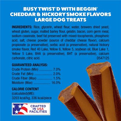 Show full view: Busy Bone with Beggin' Twist'd! Long-Lasting Cheddar & Hickory Smoke Small/Medium Dog Treats, 10 count slide 8 of 12