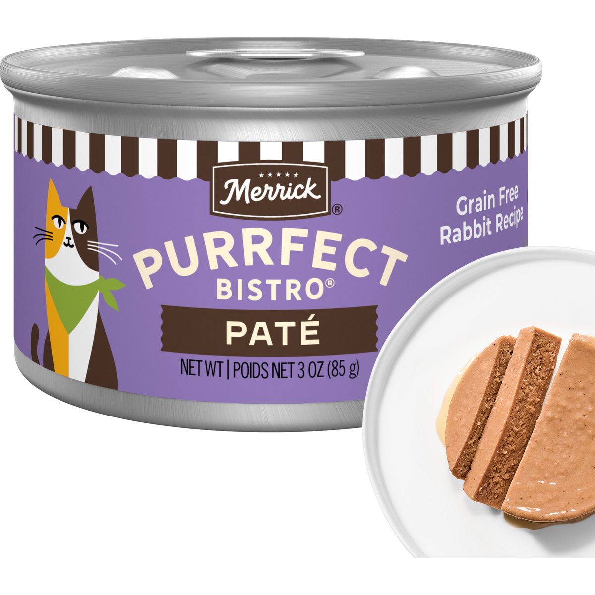 Merrick Purrfect Bistro Rabbit Pate Canned Cat Food, 3-oz, case of 24
