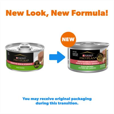 Show full view: Purina Pro Plan Focus Sensitive Skin & Stomach Classic Duck Grain-Free Entree Canned Cat Food, 3-oz, case of 24 slide 3 of 12