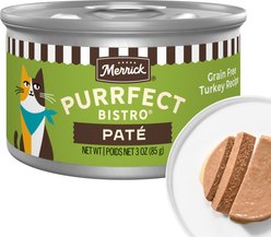 Merrick Purrfect Bistro Grain-Free Turkey Pate Canned Cat Food, 3-oz, case of 24