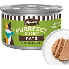 Merrick Purrfect Bistro Grain-Free Turkey Pate Canned Cat Food, 3-oz, case of 24
