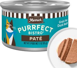 Merrick Purrfect Bistro Grain-Free Wet Cat Food Duck Recipe Pate, 3-oz can, case of 24