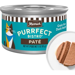 Merrick Purrfect Bistro Grain-Free Wet Cat Food Duck Recipe Pate, 3-oz can, case of 24