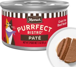 Merrick Purrfect Bistro Beef Pate Grain-Free Canned Cat Food, 3-oz, case of 24