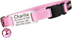 GoTags Personalized Engraved Nameplate Breakaway Cat Collar, Rose/Platinum Silver, 8 to 12-in neck, 1/2-in wide slide 1 of 7