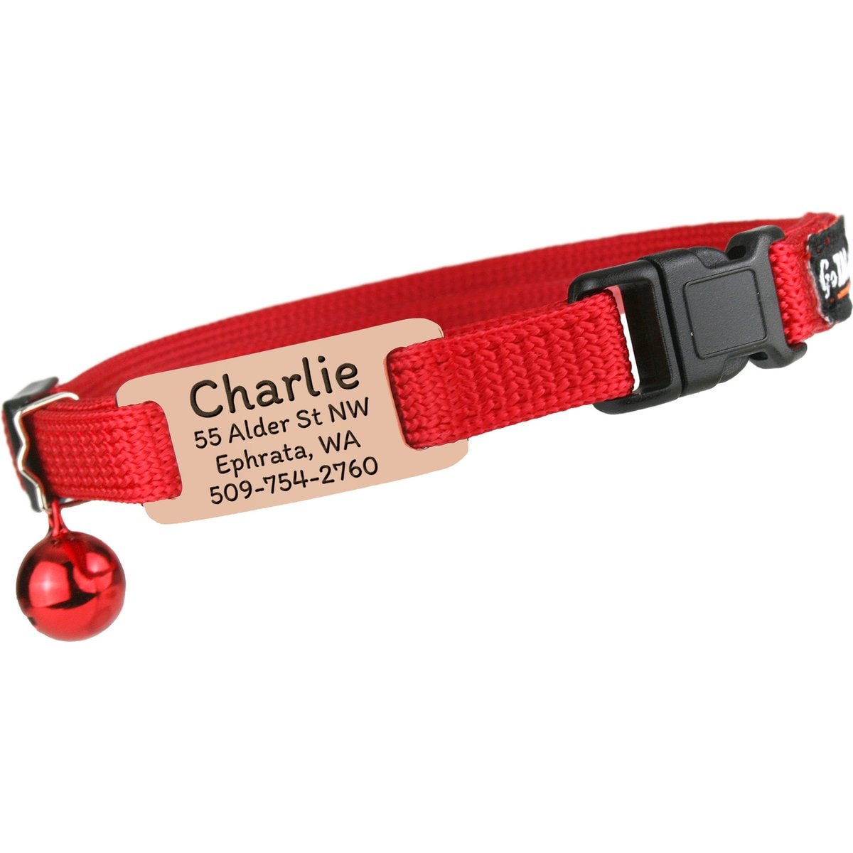 GoTags Personalized Engraved Nameplate Breakaway Cat Collar, Crimson Red/Blush Rose, 8 to 12-in neck, 1/2-in wide