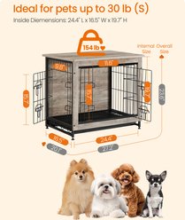FEANDREA Furniture Style Double Door End Table Dog Crate, 27.2-in, Greige slide 2 of 9
