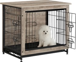 FEANDREA Double Door End Table Furniture Style Dog Crate, 27.2-in, Greige