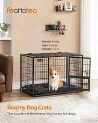 FEANDREA Heavy-Duty Double Door Metal Wire Dog Crate, Black, 36.4 x 22.6 x 25.2-in slide 2 of 7