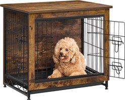 FEANDREA Furniture Style Double Door End Table Dog Crate, 27.2-in, Rustic Brown