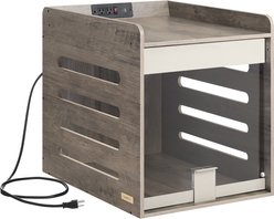 FEANDREA Flip-Up Acrylic Door Furniture Style Dog Crate with Charging Station, Heather Greige, 20.1 inch