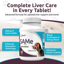K9 Select SAMe 200mg Tablet Liver Supplement for Dogs, 60 count slide 2 of 7