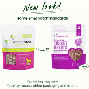 Smallbatch Pets Turkey Hearts Grain-Free Adult Freeze-Dried Raw Dog & Cat Treats, 3.5-oz bag