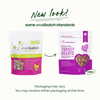 Show full view: Smallbatch Pets Turkey Hearts Grain-Free Adult Freeze-Dried Raw Dog & Cat Treats, 3.5-oz bag slide 3 of 7