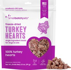 Smallbatch Pets Turkey Hearts Grain-Free Adult Freeze-Dried Raw Dog & Cat Treats, 3.5-oz bag