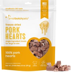Smallbatch Pets Pork Hearts Grain-Free Adult Freeze-Dried Raw Dog & Cat Treats, 3.5-oz bag