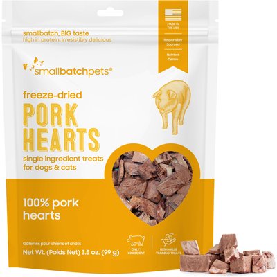 Smallbatch Pets Smallbatch Pets Pork Hearts Grain-Free Adult Freeze-Dried Raw Dog & Cat Treats, 3.5-oz bag