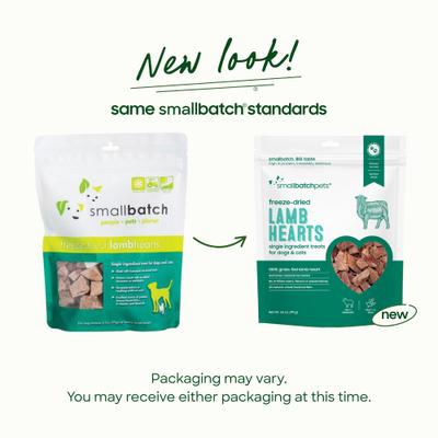 Show full view: Smallbatch Pets Lamb Hearts Grain-Free Adult Freeze-Dried Raw Dog & Cat Treats, 3.5-oz bag slide 3 of 7