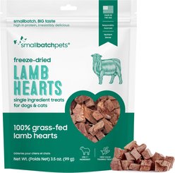 Smallbatch Pets Lamb Hearts Grain-Free Adult Freeze-Dried Raw Dog & Cat Treats, 3.5-oz bag