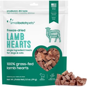 Smallbatch Pets Lamb Hearts Grain-Free Adult Freeze-Dried Raw Dog & Cat Treats, 3.5-oz bag