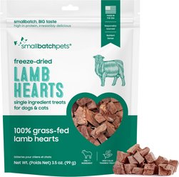Smallbatch Pets Lamb Hearts Grain-Free Adult Freeze-Dried Raw Dog & Cat Treats, 3.5-oz bag