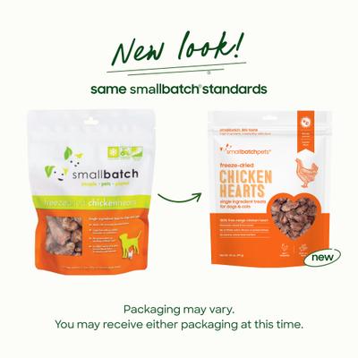 Show full view: Smallbatch Pets Chicken Hearts Grain-Free Adult Freeze-Dried Raw Dog & Cat Treats, 3.5-oz bag slide 3 of 7
