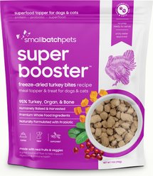 Smallbatch Pets Super Booster Turkey Bites Grain-Free Adult Freeze-Dried Dog & Cat Treats, 7-oz bag