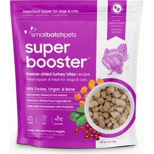 Smallbatch Pets Super Booster Turkey Bites Grain-Free Adult Freeze-Dried Dog & Cat Treats, 7-oz bag