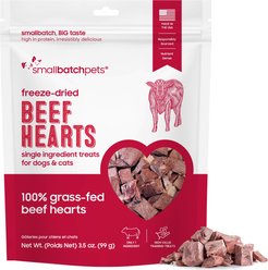 Smallbatch Pets Beef Hearts Grain-Free Adult Freeze-Dried Raw Dog & Cat Treats, 3.5-oz bag