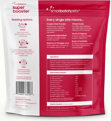 Show full view: Smallbatch Pets Super Booster Beef Bites Grain-Free Adult Freeze-Dried Dog & Cat Treats, 18-oz bag slide 8 of 8