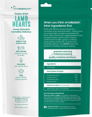 Show full view: Smallbatch Pets Lamb Hearts Grain-Free Adult Freeze-Dried Raw Dog & Cat Treats, 3.5-oz bag slide 7 of 7